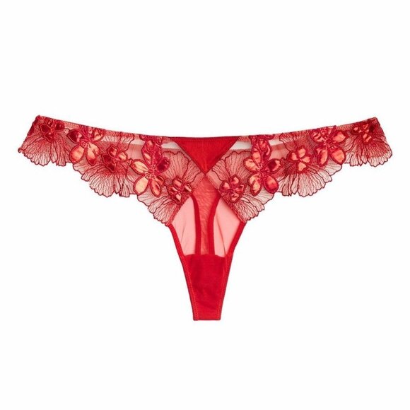 Fleur du Mal Violet Thong in Red